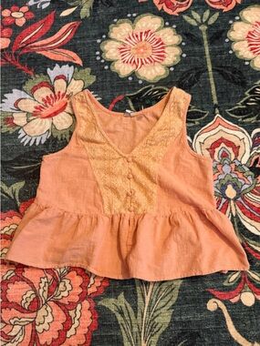 3/$25 🍑 Roxy Peach Lace Peplum Tank Top Size S